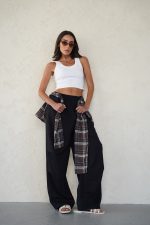 ⁦מכנס שילוב משבצות קשירה⁩ – תמונה ⁦2⁩