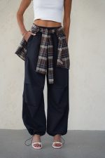 ⁦מכנס שילוב משבצות קשירה⁩ – תמונה ⁦5⁩