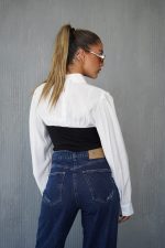 ⁦מכופתרת שילוב מחוך סריג⁩ – תמונה ⁦8⁩