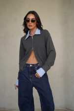 ⁦סריג צווארון פסים רוכסן⁩ – תמונה ⁦12⁩