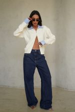 ⁦סריג צווארון פסים רוכסן⁩ – תמונה ⁦4⁩