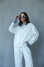 ⁦חליפת מכנס צווארון ג׳ינס⁩ – תמונה ⁦11⁩