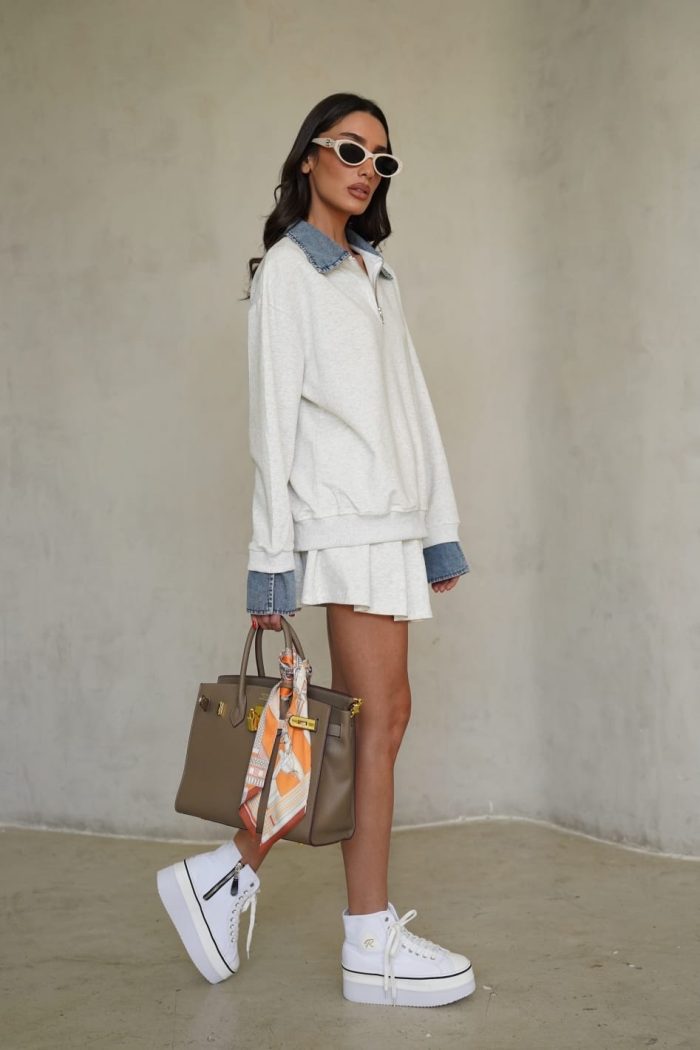 ⁦חליפת חצאית צווארון ג׳ינס⁩ – תמונה ⁦13⁩