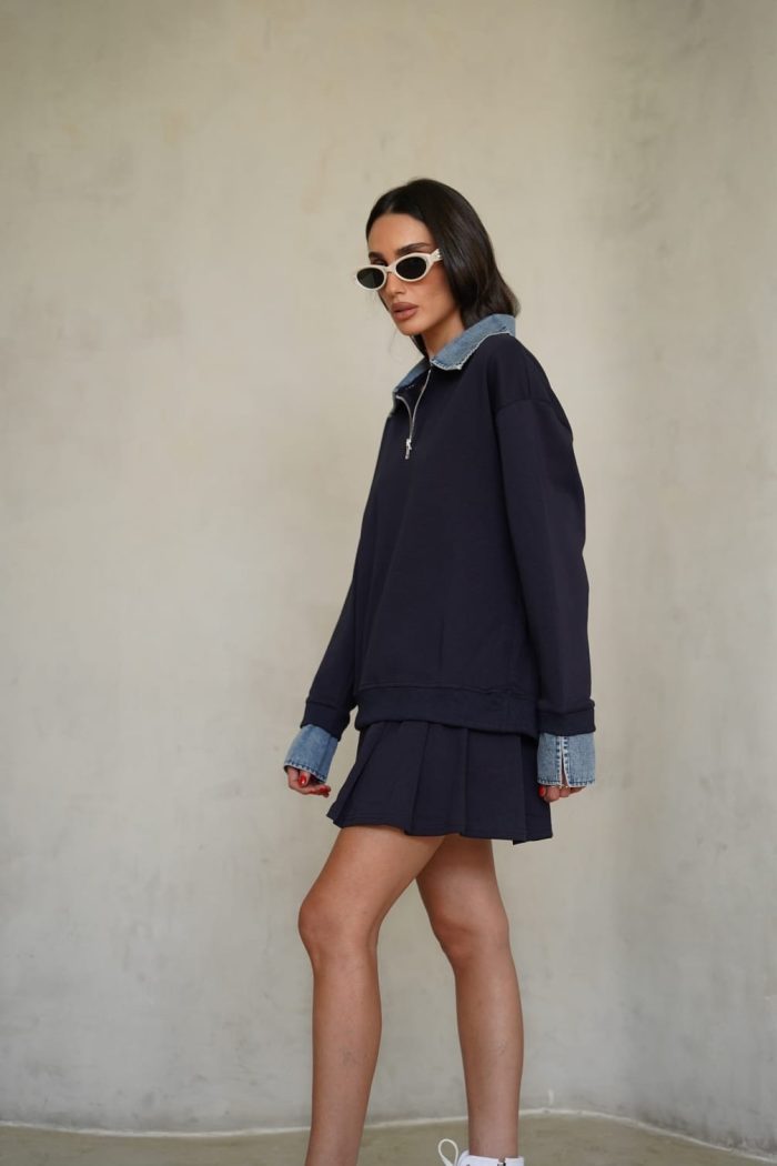 ⁦חליפת חצאית צווארון ג׳ינס⁩ – תמונה ⁦14⁩