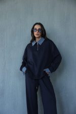 חליפת מכנס צווארון ג׳ינס