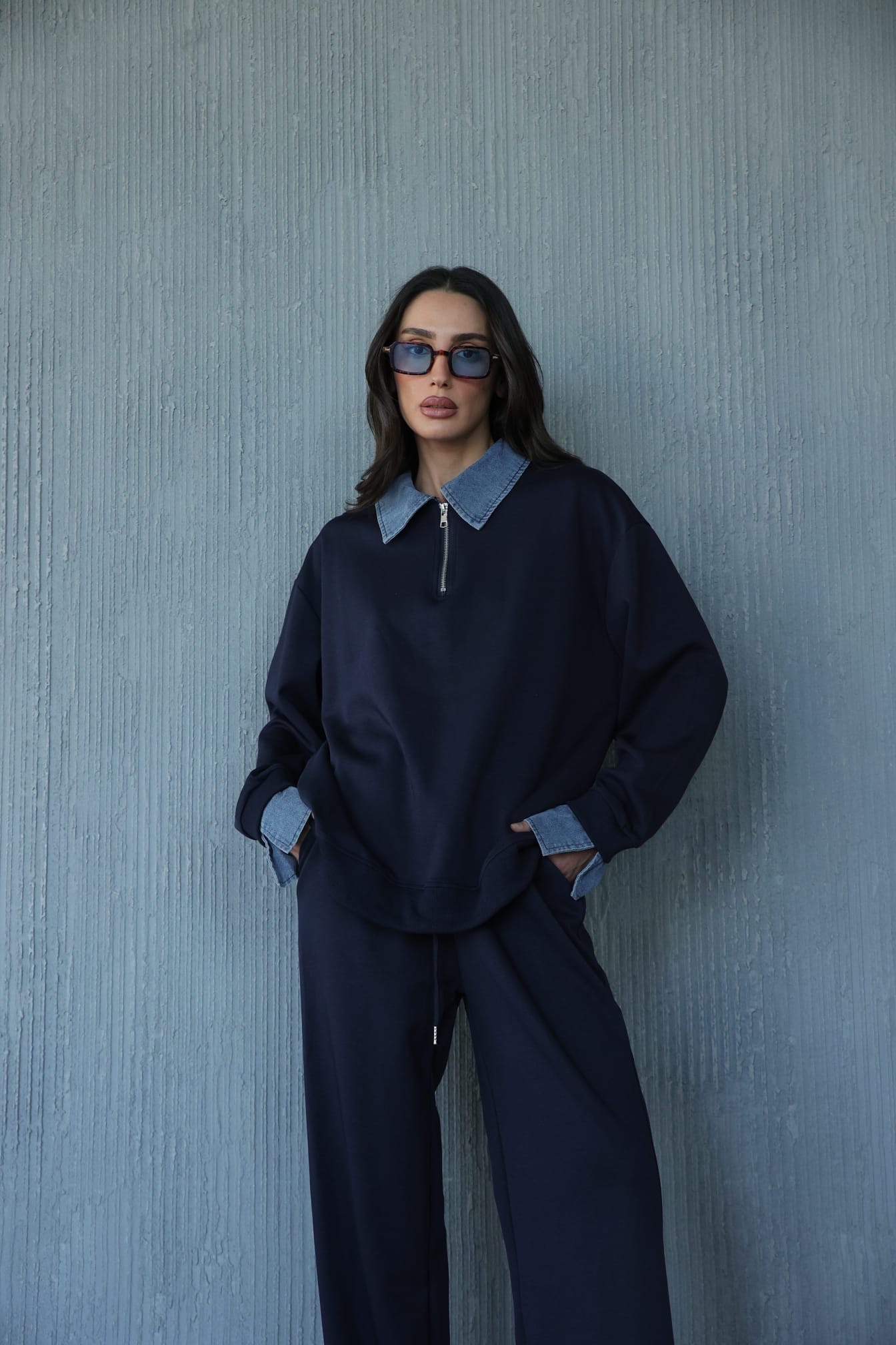 85ad3b47-234a-4007-9eb4-be8e73df6d57 חליפת מכנס צווארון ג׳ינס – תמונה 1