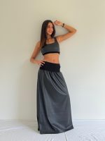 חליפת טופ חצאית עור