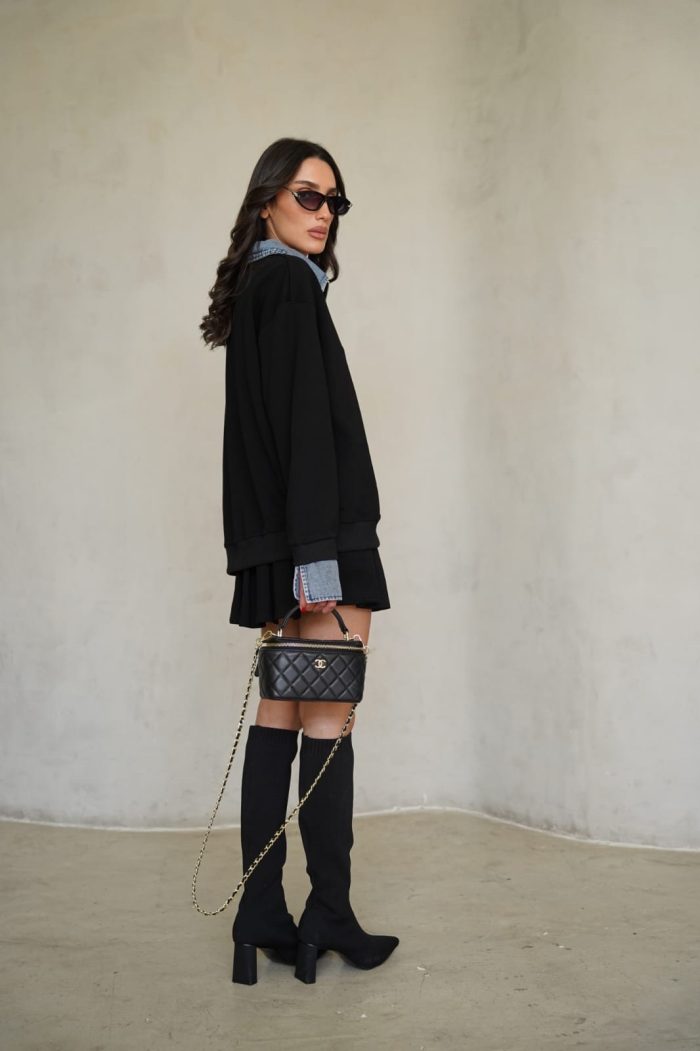 ⁦חליפת חצאית צווארון ג׳ינס⁩ – תמונה ⁦9⁩