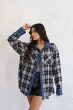 חולצת משבצות שילוב ג׳ינס – תמונה 8