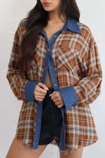 חולצת משבצות שילוב ג׳ינס