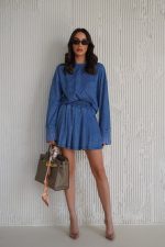 חליפת חצאית ג׳ינס משבצות