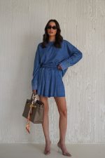 ⁦חליפת חצאית ג׳ינס משבצות⁩ – תמונה ⁦7⁩