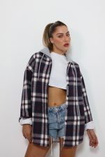 ⁦ג׳קט משבצות שילוב קפוצ׳ון⁩ – תמונה ⁦3⁩