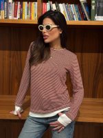 ⁦חולצת פסים שילוב לבן⁩ – תמונה ⁦4⁩