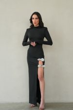 שמלת שסע תכשיט גב פתוח