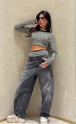 ⁦סט קרופ פסים + תחתון גבוה⁩ – תמונה ⁦6⁩