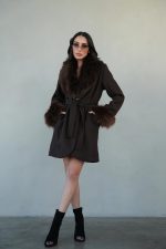 ⁦מעיל צמר שילוב פרווה⁩ – תמונה ⁦4⁩