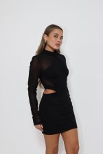 ⁦שמלה שילוב רשת פתחים⁩ – תמונה ⁦3⁩