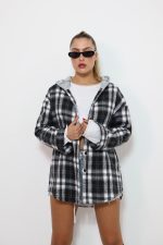 ⁦ג׳קט משבצות שילוב קפוצ׳ון⁩ – תמונה ⁦2⁩