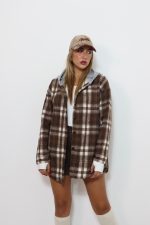 ⁦ג׳קט משבצות שילוב קפוצ׳ון⁩ – תמונה ⁦4⁩