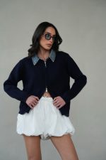 ⁦סריג רוכסן צווארון ג׳ינס⁩ – תמונה ⁦4⁩