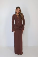 ⁦שמלה מקסי כפתורים זהב⁩ – תמונה ⁦4⁩