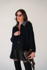 ⁦סריג רוכסן צווארון ג׳ינס⁩ – תמונה ⁦5⁩