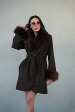 ⁦מעיל צמר שילוב פרווה⁩ – תמונה ⁦5⁩