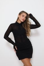 ⁦שמלת מיני רשת צווארון⁩ – תמונה ⁦2⁩