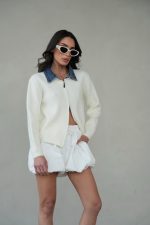 ⁦סריג רוכסן צווארון ג׳ינס⁩ – תמונה ⁦7⁩