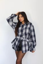 ג׳קט משבצות חגורה