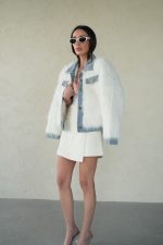 מעיל פרווה שילוב ג׳ינס