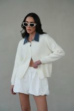 ⁦סריג רוכסן צווארון ג׳ינס⁩ – תמונה ⁦6⁩