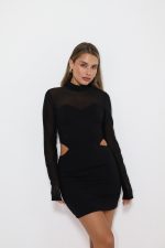 ⁦שמלה שילוב רשת פתחים⁩ – תמונה ⁦2⁩