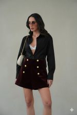 ⁦מכנס קטיפה כפתורים זהב⁩ – תמונה ⁦3⁩