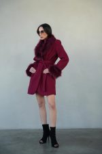 ⁦מעיל צמר שילוב פרווה⁩ – תמונה ⁦3⁩