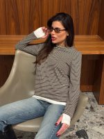 ⁦חולצת פסים שילוב לבן⁩ – תמונה ⁦3⁩