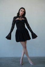 ⁦שמלת בלון שרוול תחרה⁩ – תמונה ⁦4⁩