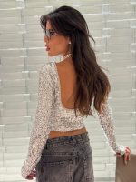 ⁦חולצת בטן פייטים⁩ – תמונה ⁦4⁩