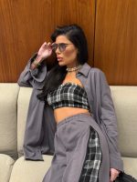 ⁦חליפת טופ משבצות⁩ – תמונה ⁦3⁩