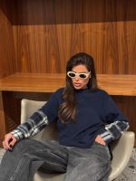 ⁦חולצה שילוב משבצות⁩ – תמונה ⁦4⁩