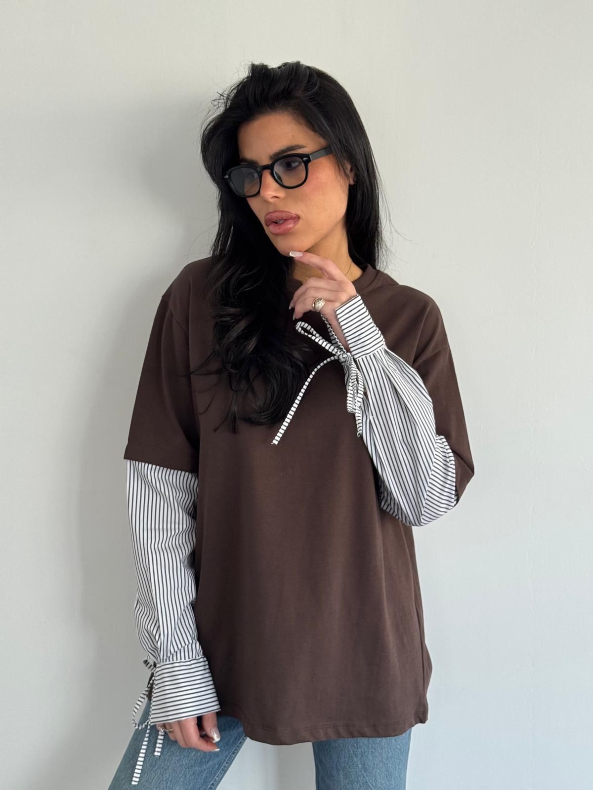 6724d504-d781-428d-8e3f-6b5639b82214 חולצה שילוב פרקל קשירות – תמונה 1