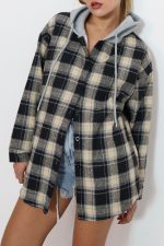 ⁦ג׳קט משבצות שילוב קפוצ׳ון⁩ – תמונה ⁦2⁩