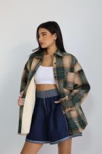 ג׳קט משבצות פרווה