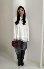 ⁦חולצה שילוב סאטן⁩ – תמונה ⁦3⁩