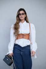 ⁦מכופתרת שילוב חגורת עור⁩ – תמונה ⁦3⁩