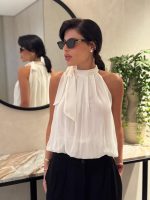 חולצת שיפון קולר