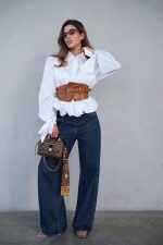 ⁦מכופתרת שילוב חגורת עור⁩ – תמונה ⁦8⁩