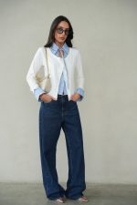 ⁦מכופתרת פסים שילוב סריג⁩ – תמונה ⁦2⁩