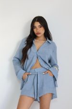 חליפת שורט פשתן